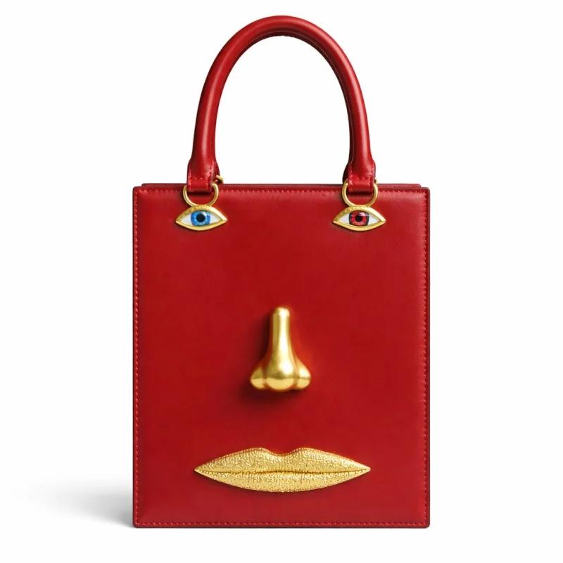 Sac à main vintage 3D pour femme en cuir PU de haute qualité, sac carré avec décoration œil de bijou