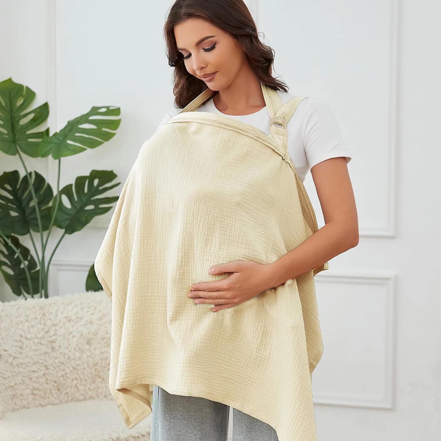 Couverture d'allaitement en mousseline pour bébé, couverture d'allaitement respirante avec décolleté