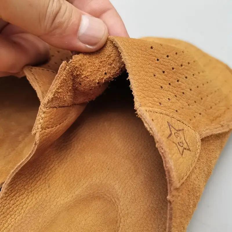 Pantoufles mules en cuir naturel pour hommes, pantoufles d'été en cuir de vache creux, respirant, fo