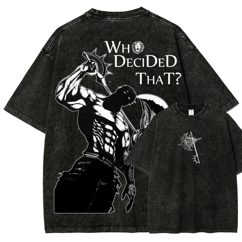 T-shirt imprimé graphique Escanor des sept péchés capitaux, style anime japonais, pour hommes et fem