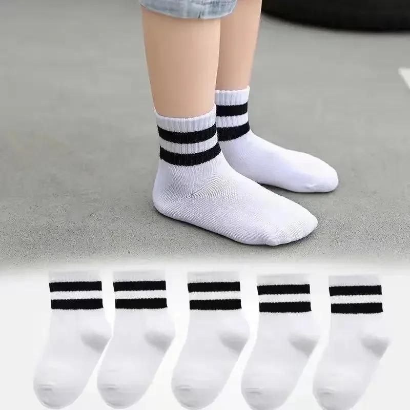 5 paires/lot couleur Pure doux respirant coton enfants chaussettes d'école filles garçons décontract
