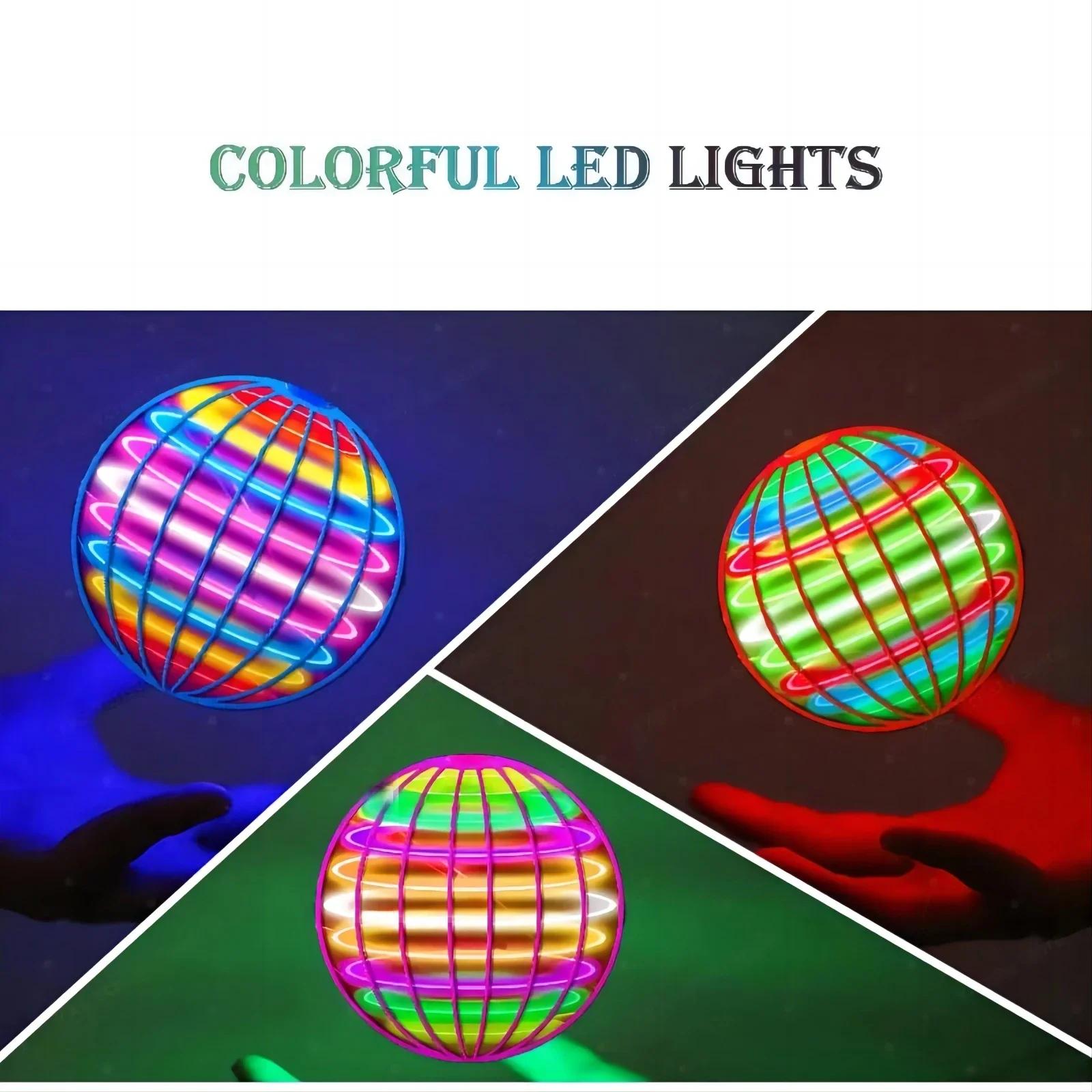 Flying Ball Globe cosmique LED couleur contrôlée à la main pour enfants 360 ° Boule de suspension