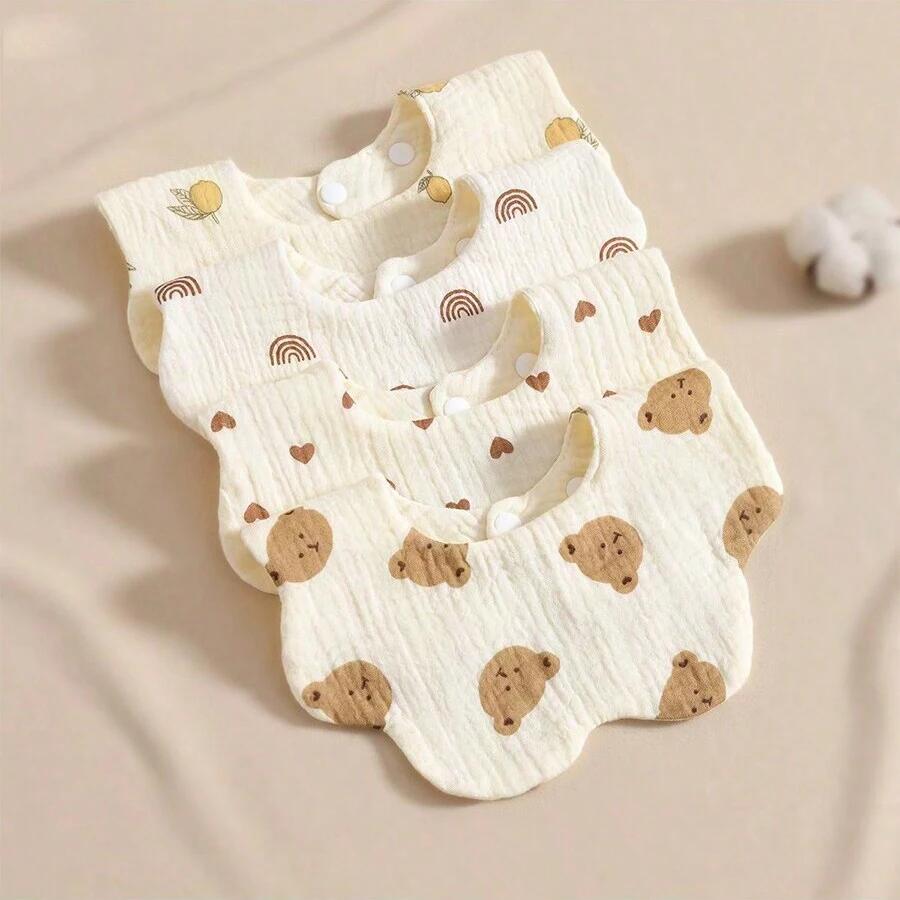4 bavoirs pour bébé super doux et confortables, adaptés aux âges de 0 à 3 ans, avec boutons dissimul