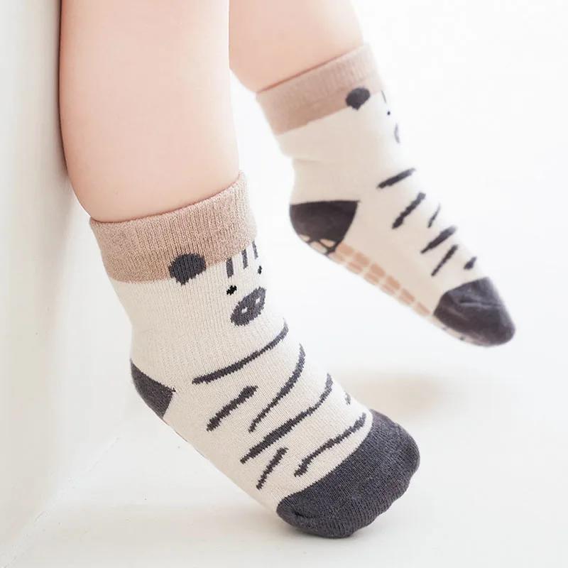 5 paires de chaussettes antidérapantes pour enfants, motif de dessin animé mignon, chaussettes de so