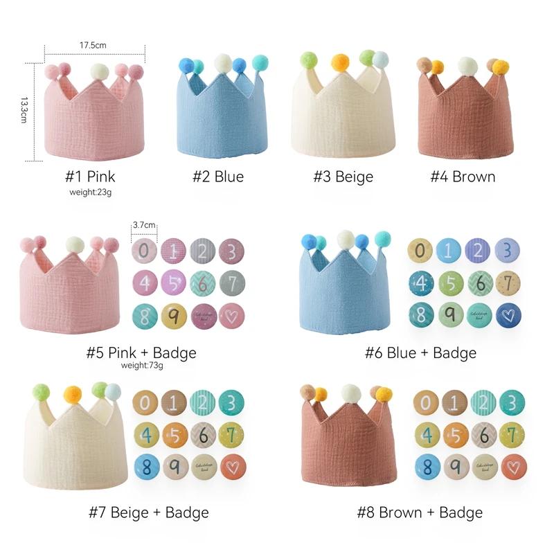 Chapeau couronne de fête d'anniversaire pour bébé de 1 à 9 ans, bandeau boule de laine, accessoires