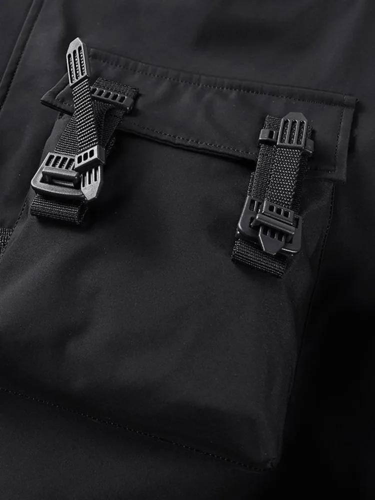 God of Death Bomber Jacket Poitrine Poche Techwear Hommes Punk Hip Hop Tactique Streetwear Noir Vars