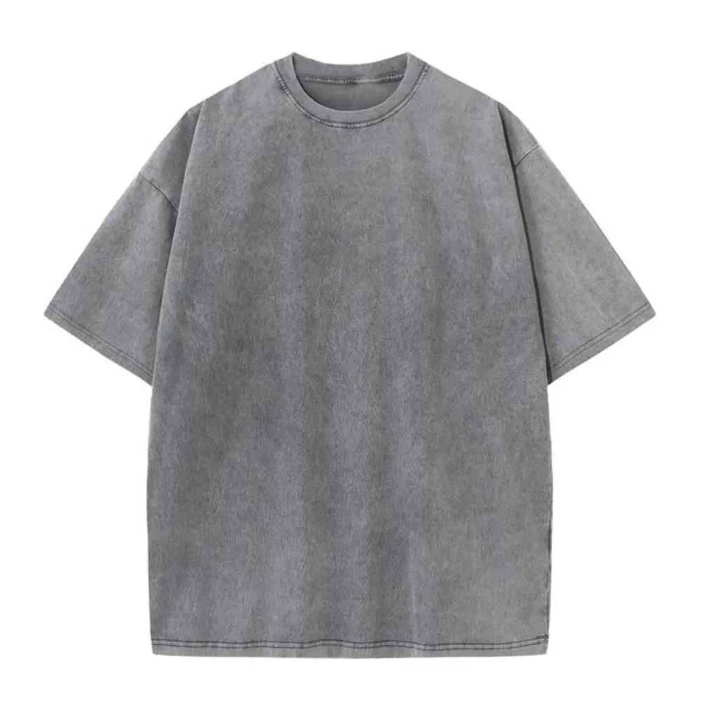 T-shirt rétro en coton pour hommes et femmes, manches à épaules tombantes, t-shirts vintage à manche