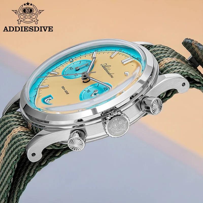 ADDIESDIVE Top marque homme montre BGW9 Super lumineux 10Bar étanche bulle miroir verre VK64 chronog