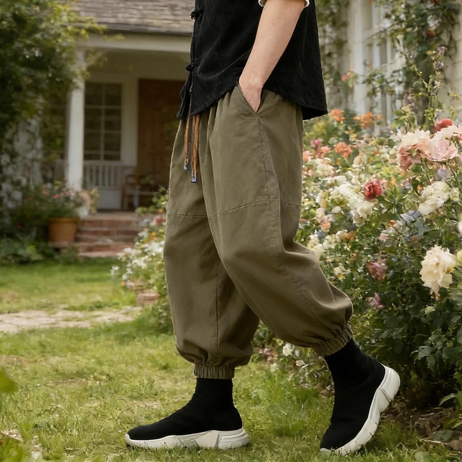 Pantalon homme FGKKS neuf, style chinois, coupe ample, pour randonnée et voyage, avec cordon de serr