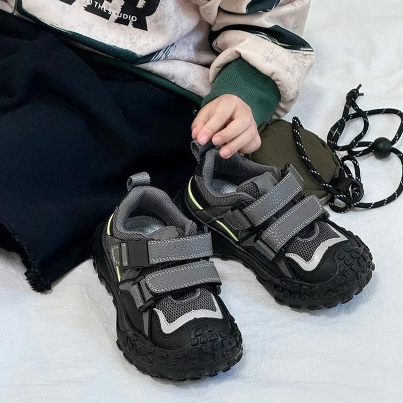 Baskets Chunky pour Enfants 2026 Nouvelles Chaussures d'Hiver en Coton à Velcro avec Semelle Crantée