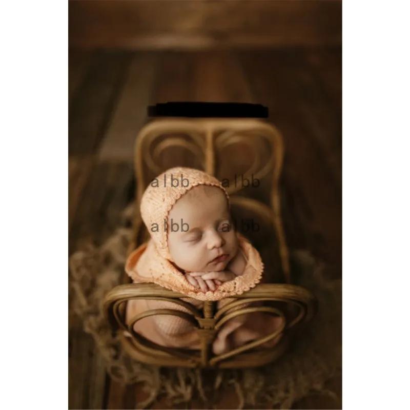Accessoires de photographie pour nouveau-nés, chaise en bambou Vintage faite à la main, lit pour béb
