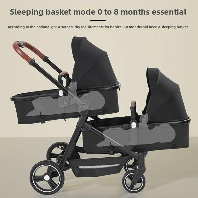 NOUVEAU Poussettes jumelées ultra-légères, poussettes multifonctions avec sièges auto, 3-en-1 pliabl
