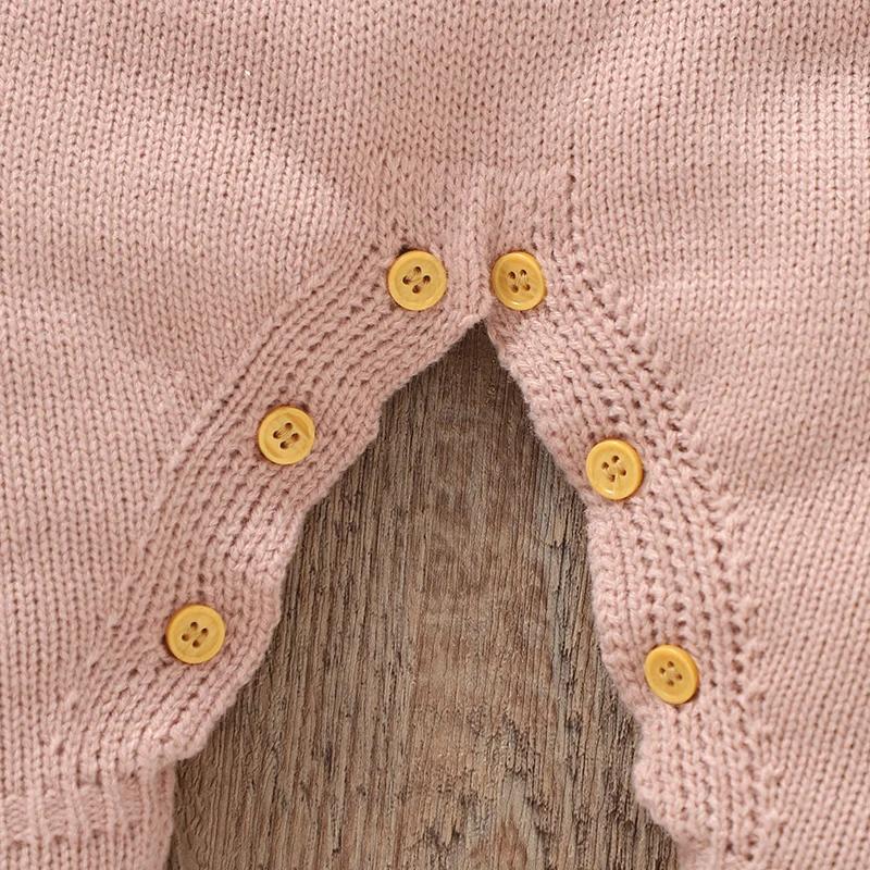 Barboteuse pour bébés filles, chapeaux, vêtements d'automne et d'hiver, rose, manches longues, trico