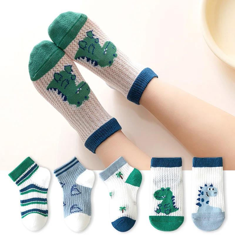 5 paires/lot été enfants chaussettes garçons filles bébé mode coton solide sauvage doux respirant en