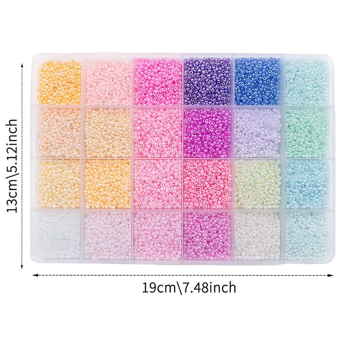Kit d'assortiment de perles de rocaille en verre 24 couleurs, 2/3/4mm 12000/5760/2400 pièces de perl