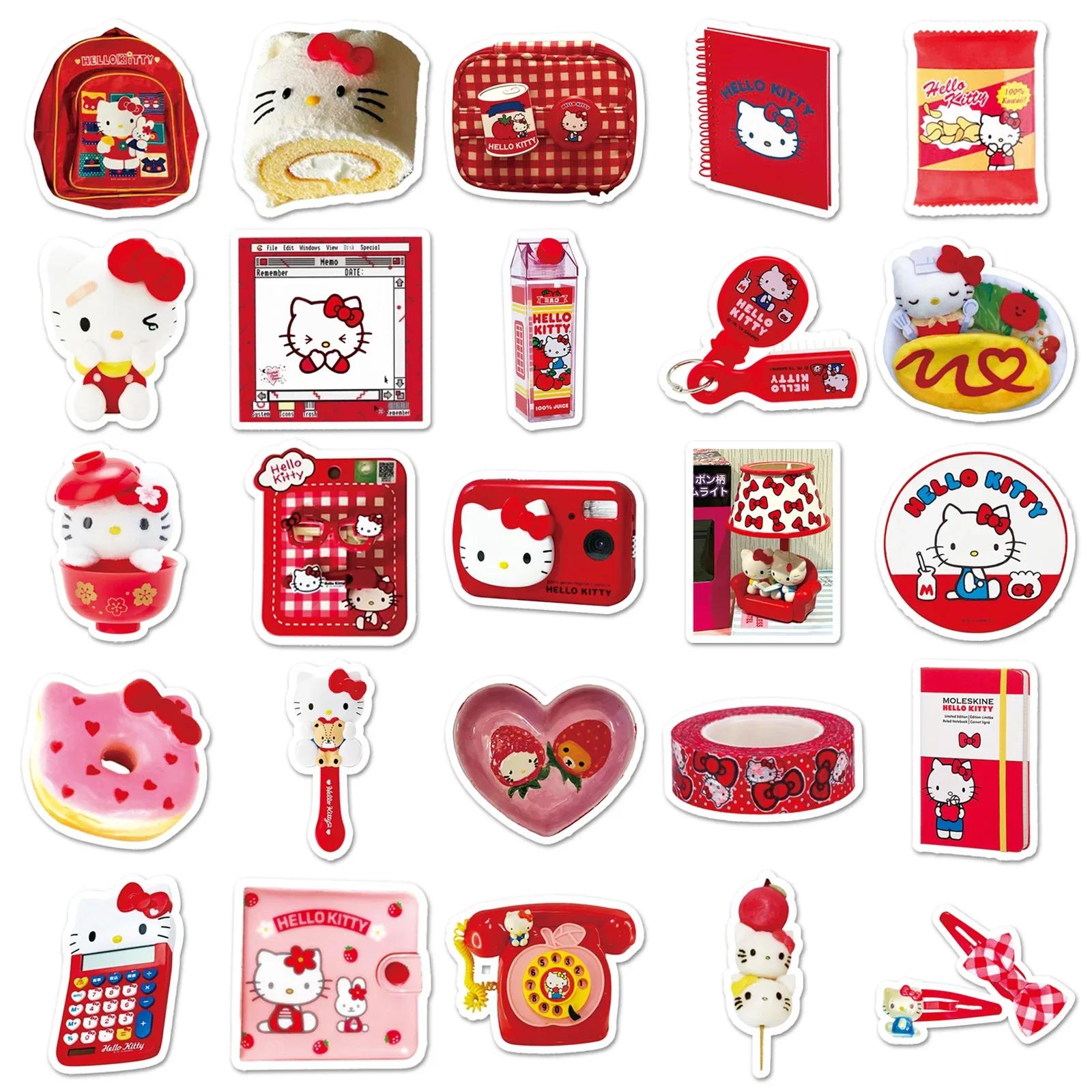 Autocollant de Style INS rouge Hello Kitty, étiquette étanche, dessin animé amusant, Doodle, jouet p