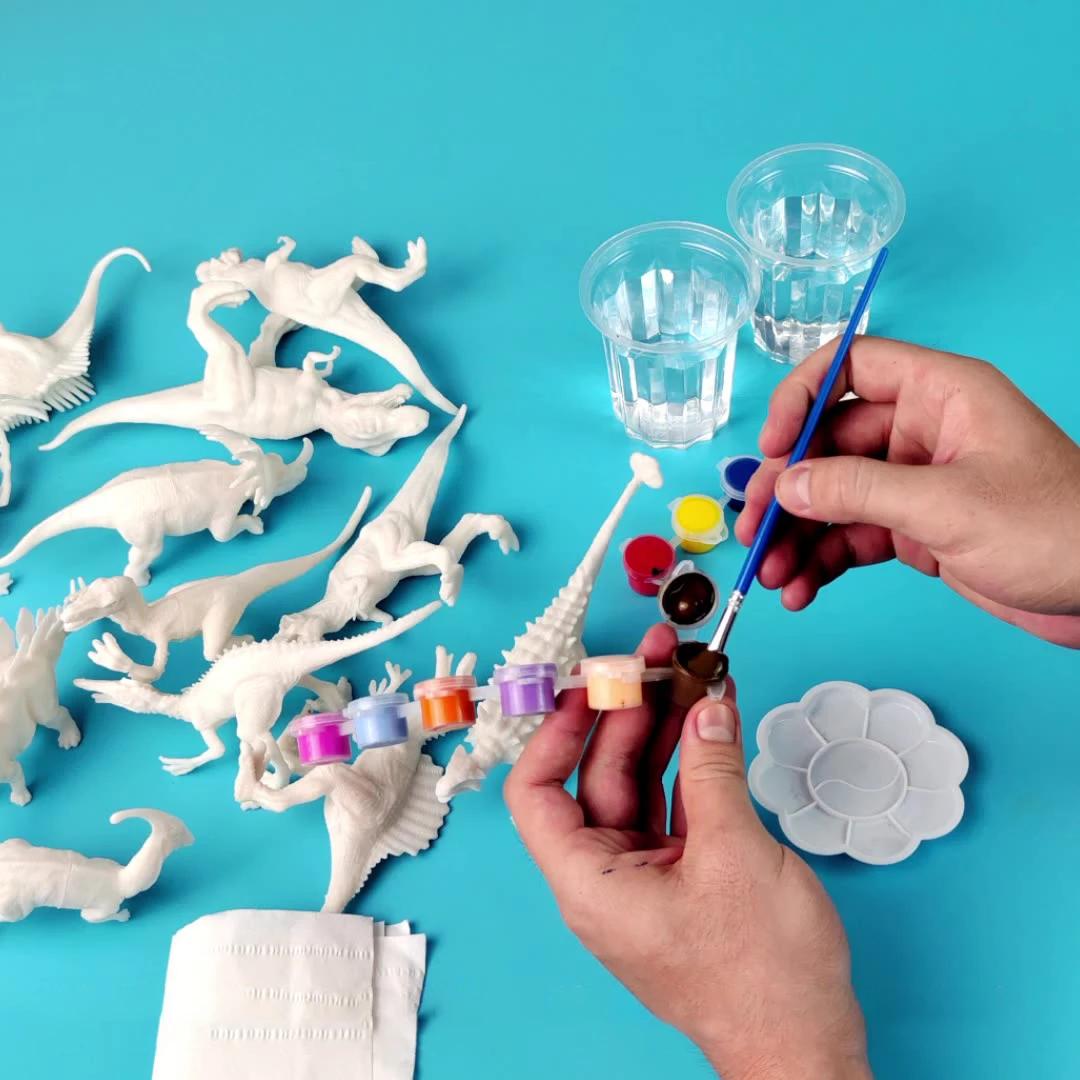 Kit de peinture de dinosaure non peint, 6/8 pièces, jouets modèles vierges pour enfants de 3 ans et