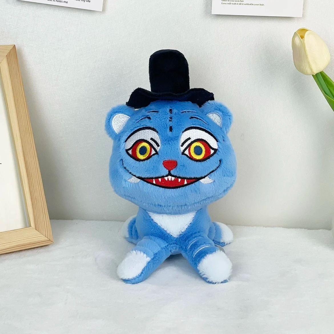 Anime chasseurs en peluche mignon violet tigre noir chapeau pie avec 3 yeux monstre chasse fille gro