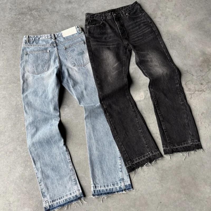 Y2K Vintage Slim Fit jean à la mode lavé hommes femmes Harajuku Hip Hop jambe droite pantalon gothiq