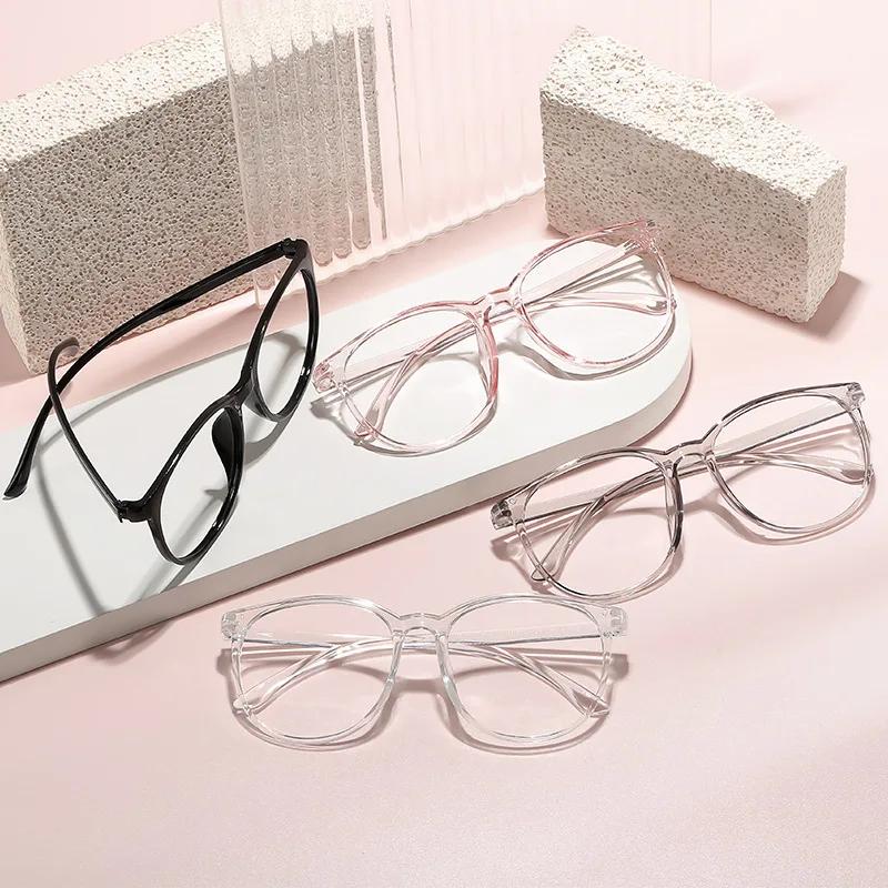 Lunettes d'ordinateur transparentes à grande monture pour femmes, rondes, Anti-lumière bleue, optiqu