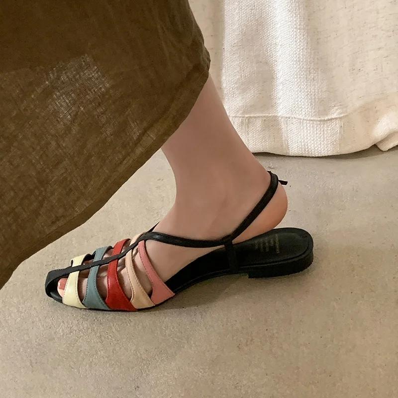 MORAZORA – sandales en cuir véritable pour femmes, grande taille 34-41, sandales plates de couleurs