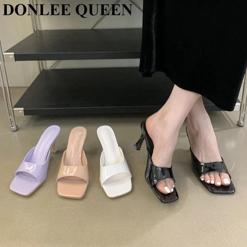 Pantoufles à talons hauts pour femmes, chaussures mules élégantes à enfiler, sandales de loisirs, gr