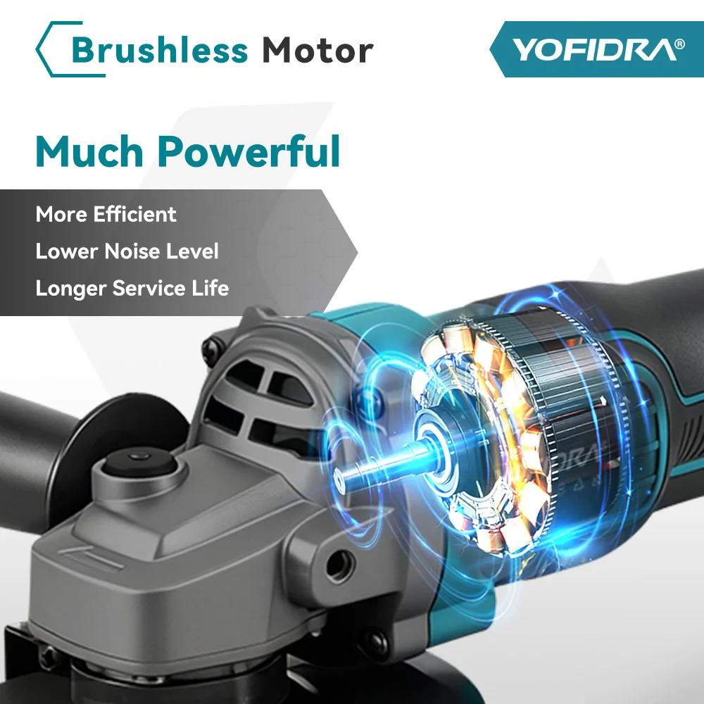 YOFIDRA 125mm meuleuse d'angle électrique sans brosse 3 vitesses M14 meulage du bois polissage outil