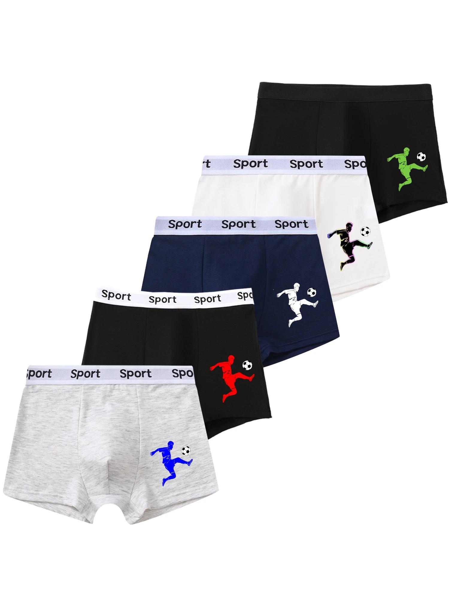 5 pièces mixtes garçons sous-vêtements 8-14 ans doux respirant couleur unie confortable joueur de fo