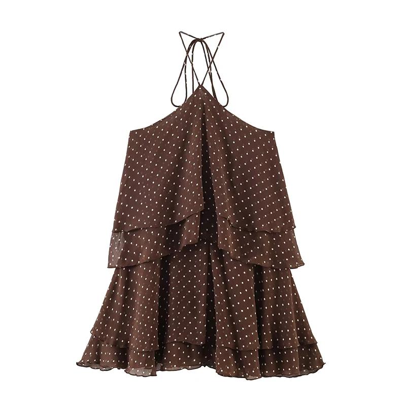 Nouvelle Robe d'Été Femme 2026 Tendance Col Cascade Élégante Jeunesse Robes de Soirée Chic à Pois Mi