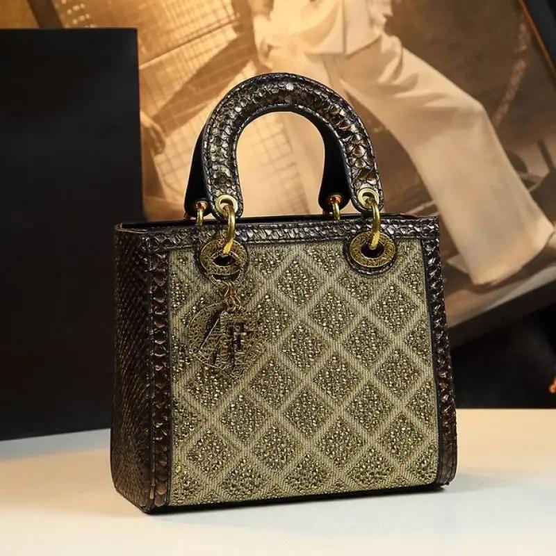 Petit sac à main entièrement en strass, sac à bandoulière de luxe en cuir véritable pour femmes, sac