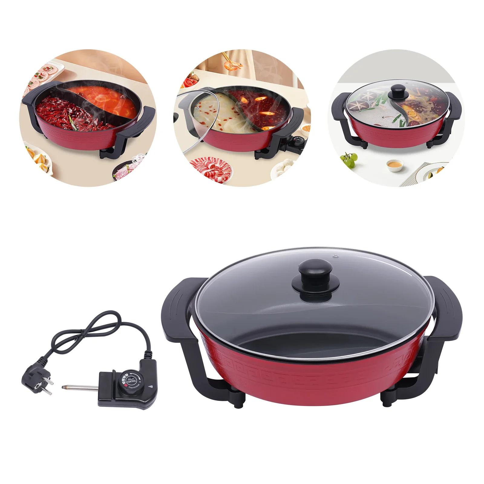 Marmite électrique Double face séparable, 6l, mise à jour, 1360W, Fondue pour 6 personnes, avec couv