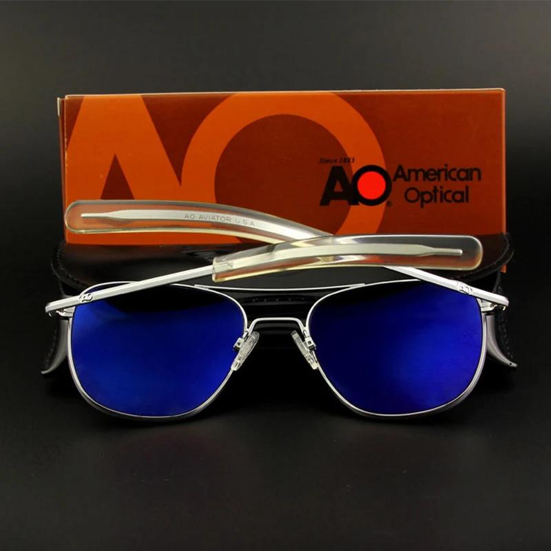 Lunettes de soleil pilote pour hommes, UV400, qualité supérieure, AO, miroir militaire de l'armée am