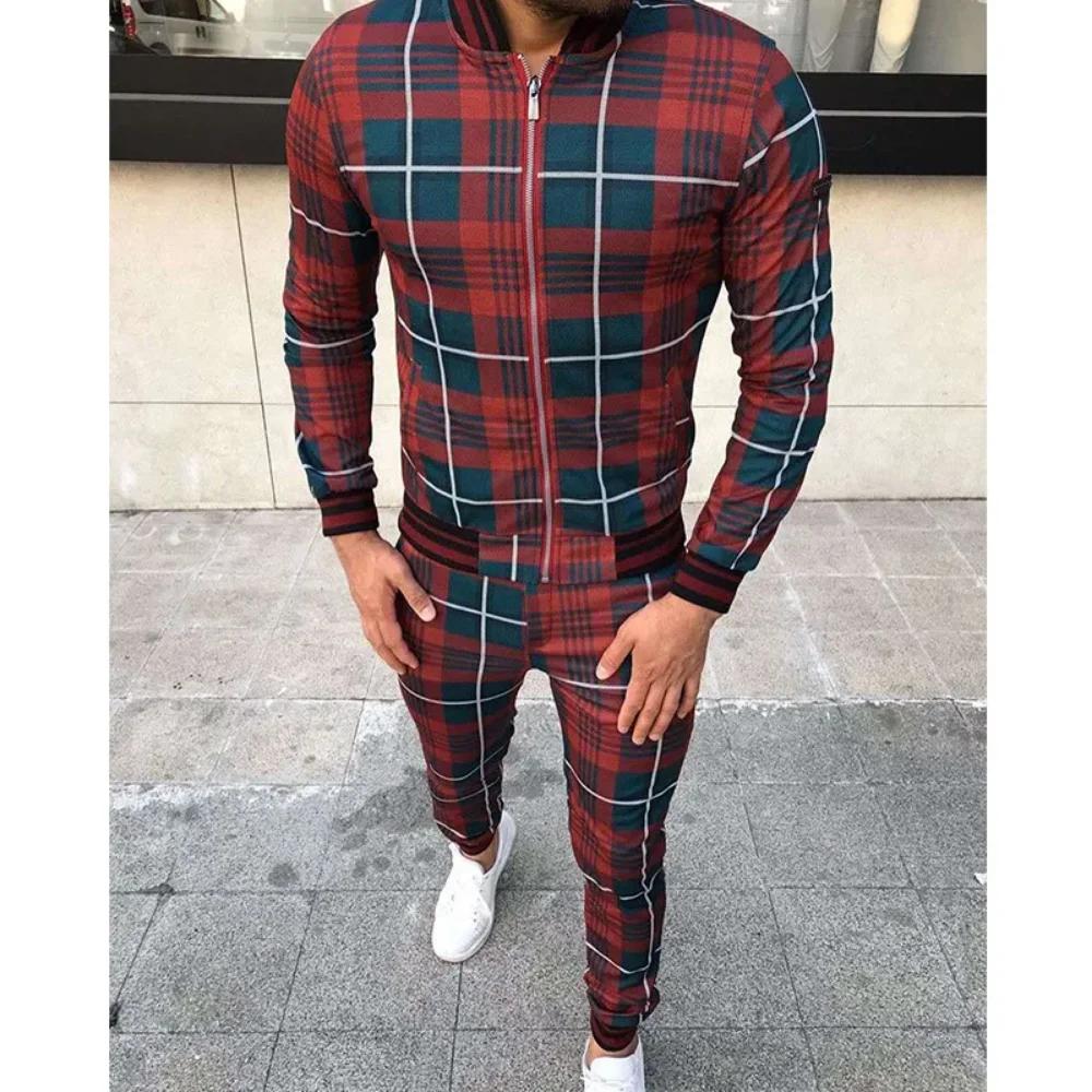 Nouveaux messieurs survêtement ensemble vestes ensembles hommes fermeture éclair costume hommes mode