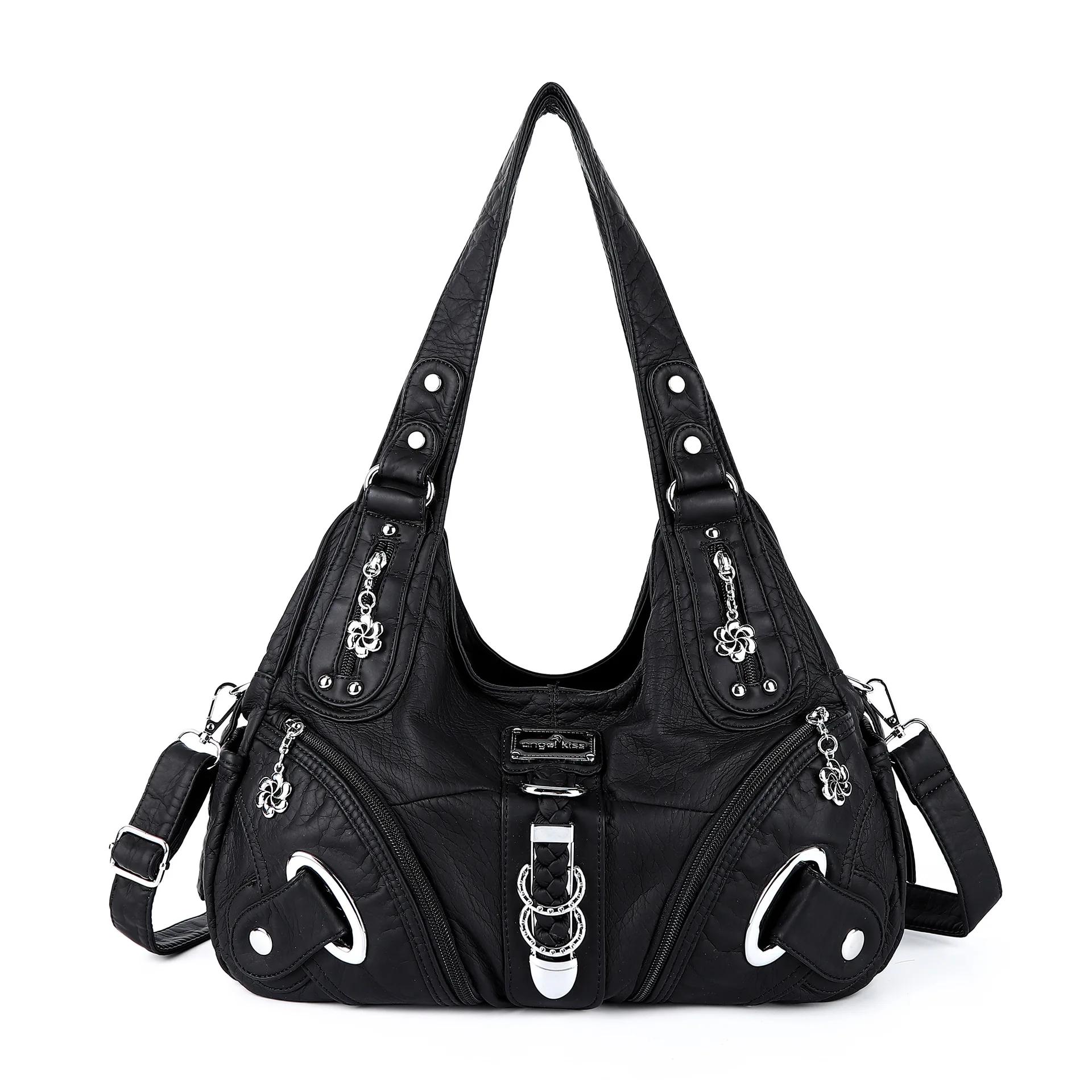 Sac à main polyvalent pour femme, sac à bandoulière noir tendance, sac à poignée supérieure, sacoche
