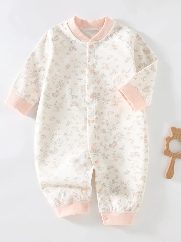 Vêtements d'automne pour bébé, 100 coton, sous-vêtements pour nouveau-né, barboteuse à manches longu