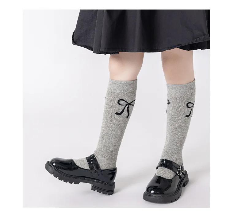 3 paires de chaussettes d'école mi-mollet pour adolescentes, avec nœud, Style coréen, chaussettes ha