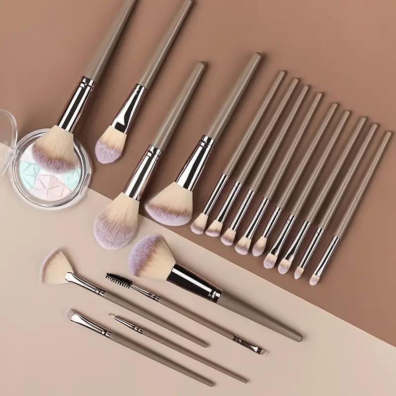 Ensemble professionnel de 3 à 20 pinceaux de maquillage doux et moelleux pour fond de teint, fard à