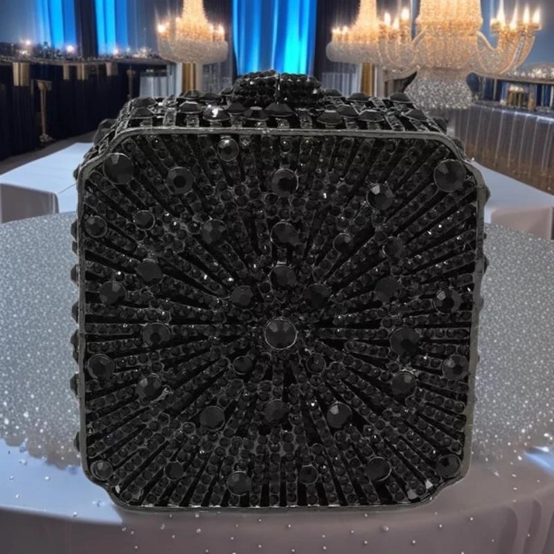 Pochette pour femmes, petite boîte carrée, sac de soirée en cristal strass à couverture complète, sa