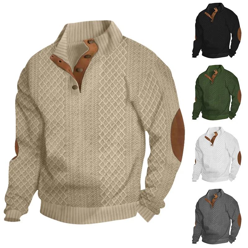 Pull jacquard tricoté à col montant et manches longues pour homme, collection automne-hiver 2026, be