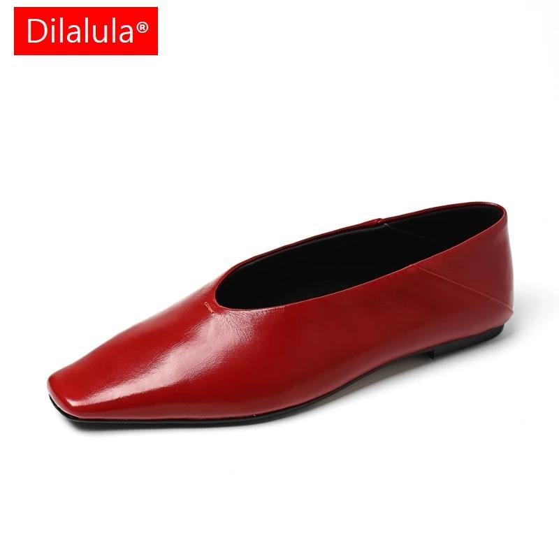 Dilalula 2025 Vintage en cuir véritable pompes femmes bout carré talons bas bureau dames quotidien c