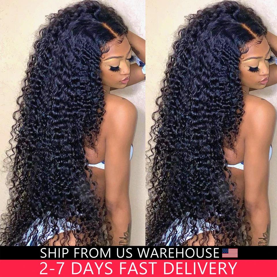 Perruque Lace Front Wig Naturelle Bouclée, Deep Wave, 13x4, 13x6, HD, 5x5, 6 Tages, 28 30 Pouces