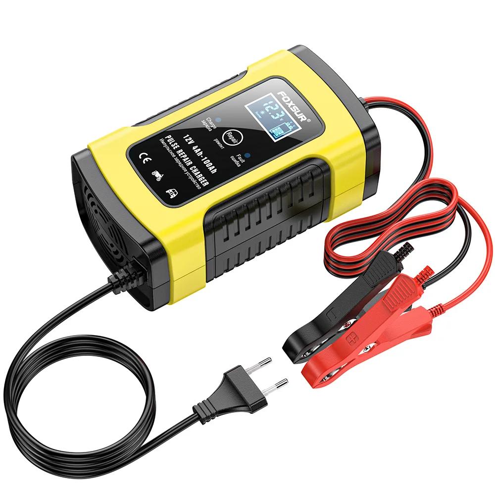 Foxsur – chargeur de batterie de voiture automatique 12V 5a, charge rapide intelligente, pour GEL AG
