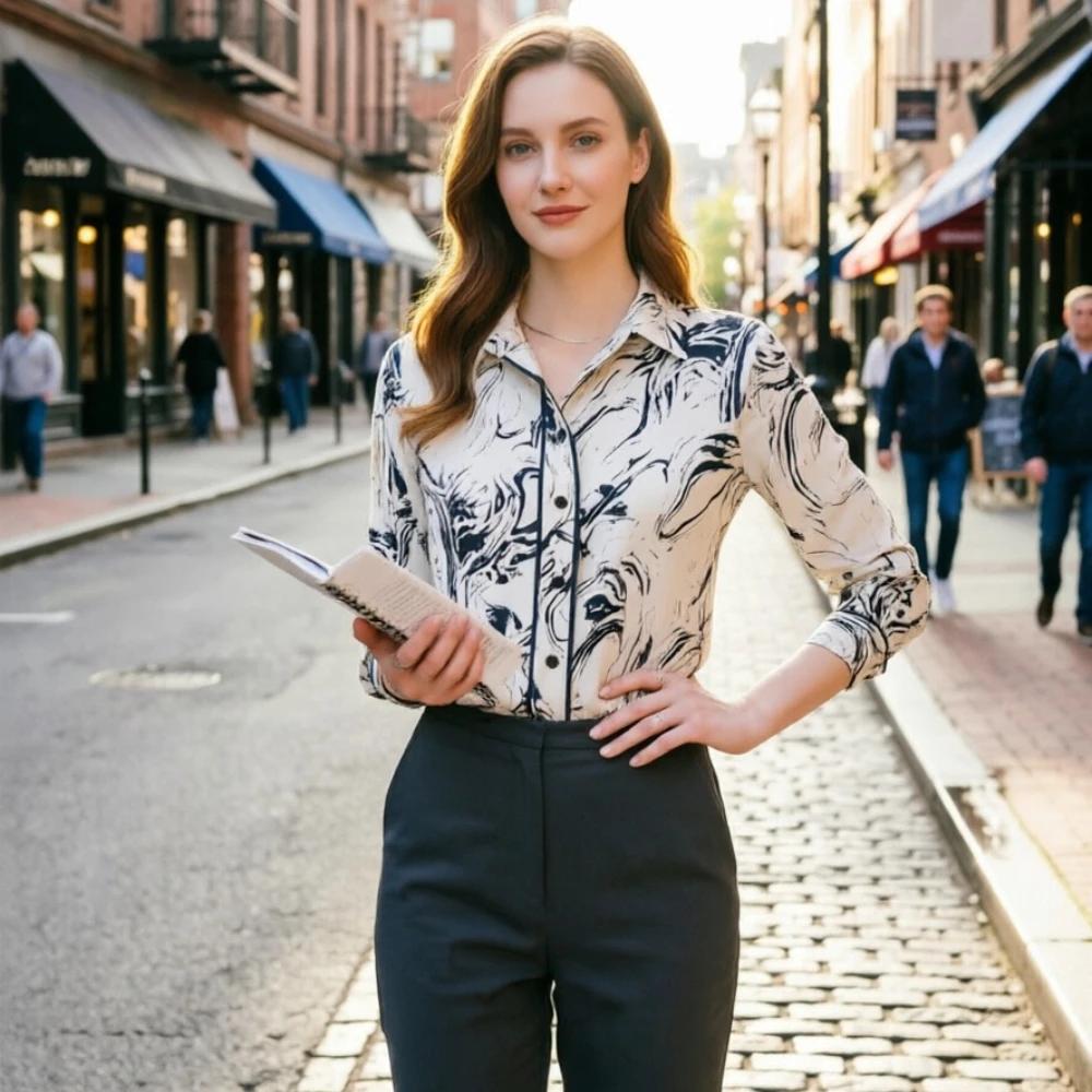 Mode dames chemises nouveau élégant femmes Blouses à manches longues boutonné hauts blusa mujer