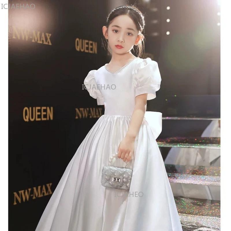 Nouvelle Robe de Cérémonie Blanche pour Filles, Style Français à Manches Bouffantes, pour Spectacle