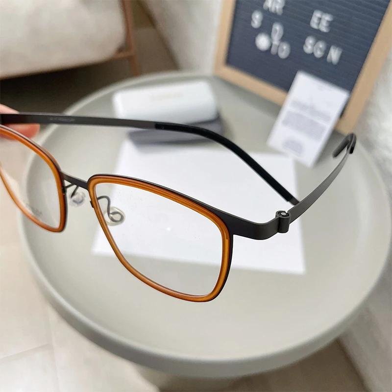 Danemark Designer Réplique Rétro Carré Pur Titane Cadres Acétate Anneau Lunettes Homme Femme Sans Vi