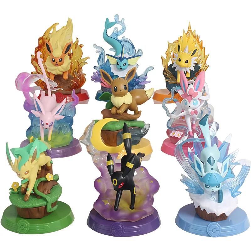 Figurine Pokemon Eeveelution Espeon Sylveon Glaceon Leafeon Vaporeon Umbreon Flareon, modèle de boît