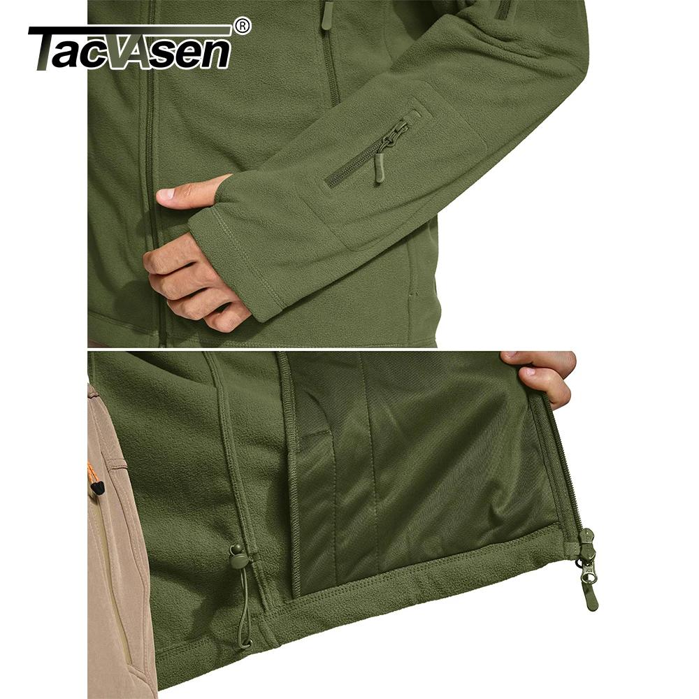 TACVASEN Veste polaire à capuche pour homme automne hiver chaud fermeture éclair complète randonnée