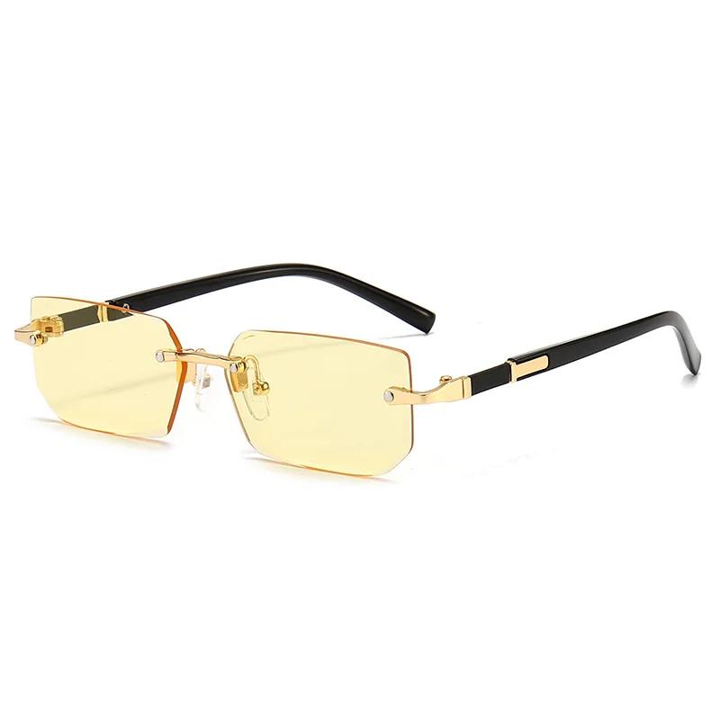 Lunettes de soleil rectangulaires sans bords, mode populaire pour femmes et hommes, petites lunettes