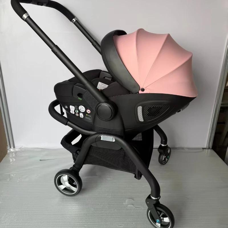 Poussette bébé rose 4-en-1 toute neuve. Poussette portable pour bébé, siège auto pour enfant, bercea