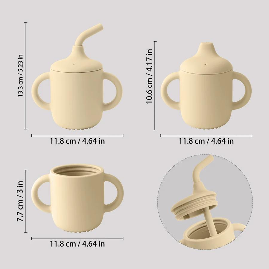 Tasse de paille en Silicone pour bébé, 1 pièce, deux couvercles, sans BPA, stockage Portable, conten